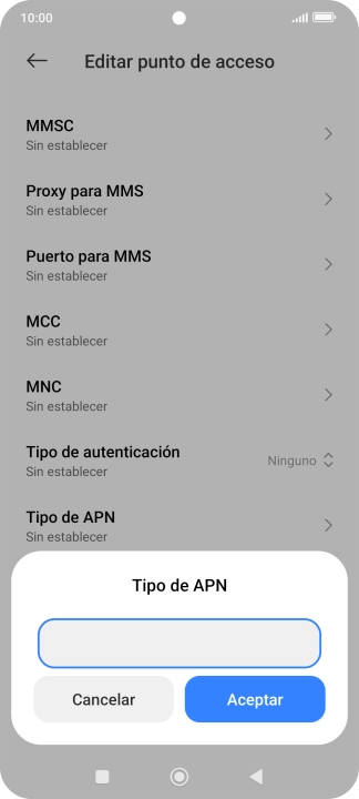 Introduce default y pulsa Aceptar.