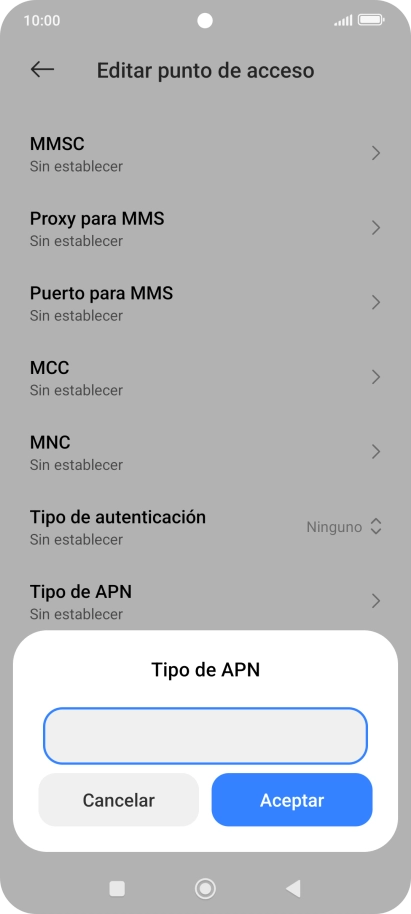 Introduce default y pulsa Aceptar.