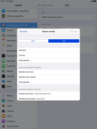 Pulsa Nombre de host e introduce smtp.vodafone.es.