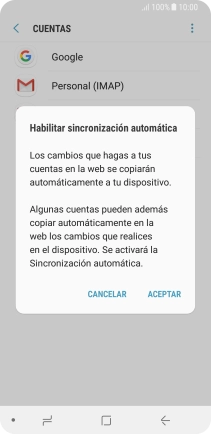Pulsa ACEPTAR para activar la función.