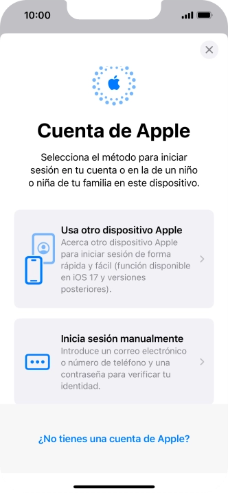 Pulsa Inicia sesión manualmente.