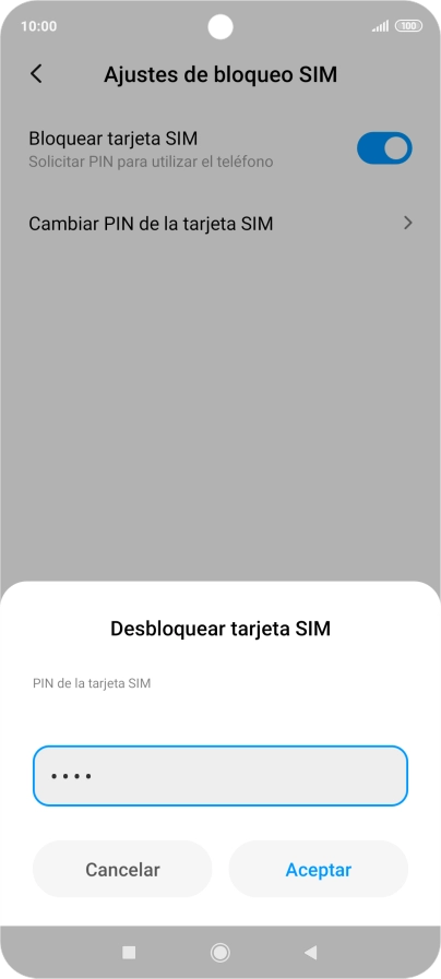 Introduce tu código PIN y pulsa Aceptar.