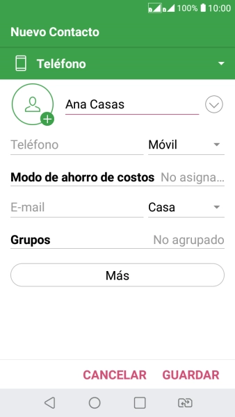 Pulsa Teléfono e introduce el número de teléfono deseado.
