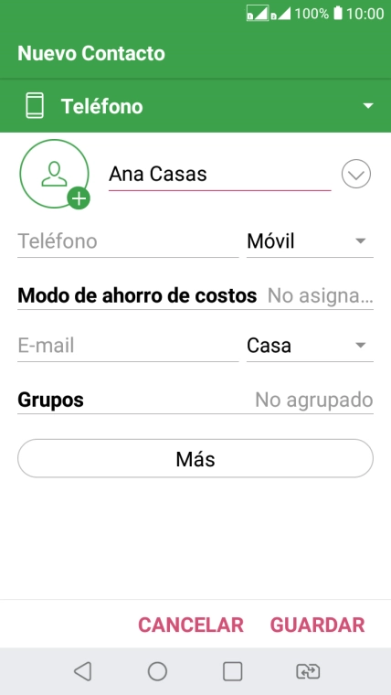 Pulsa Teléfono e introduce el número de teléfono deseado.