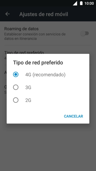 Pulsa el tipo de red deseado.
