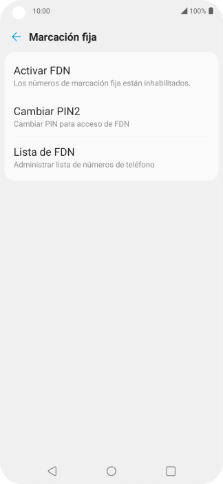 Pulsa Activar FDN para activar la marcación fija.