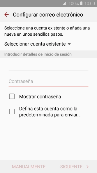 Pulsa Contraseña e introduce la contraseña de tu cuenta de correo electrónico.