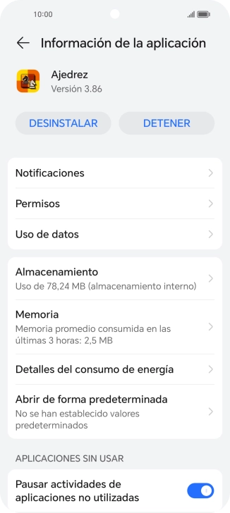 Pulsa Almacenamiento.
