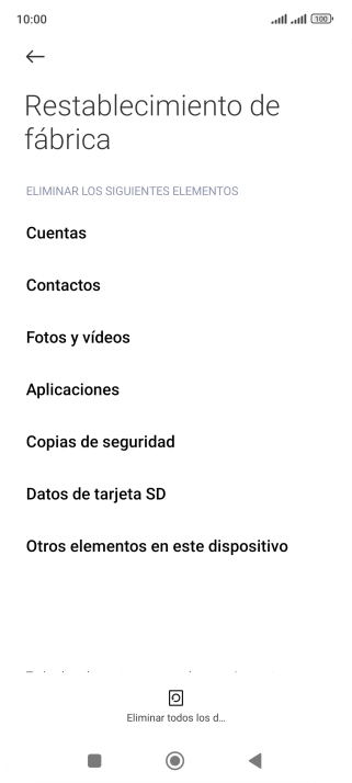 Pulsa Eliminar todos los d...