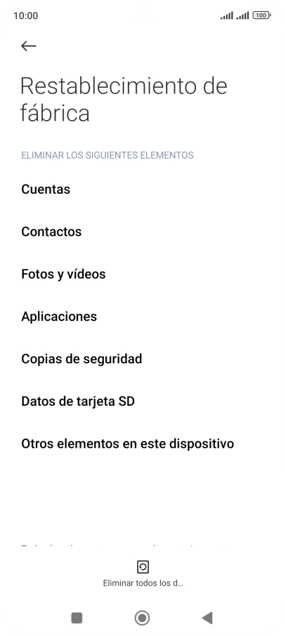 Pulsa Eliminar todos los d...