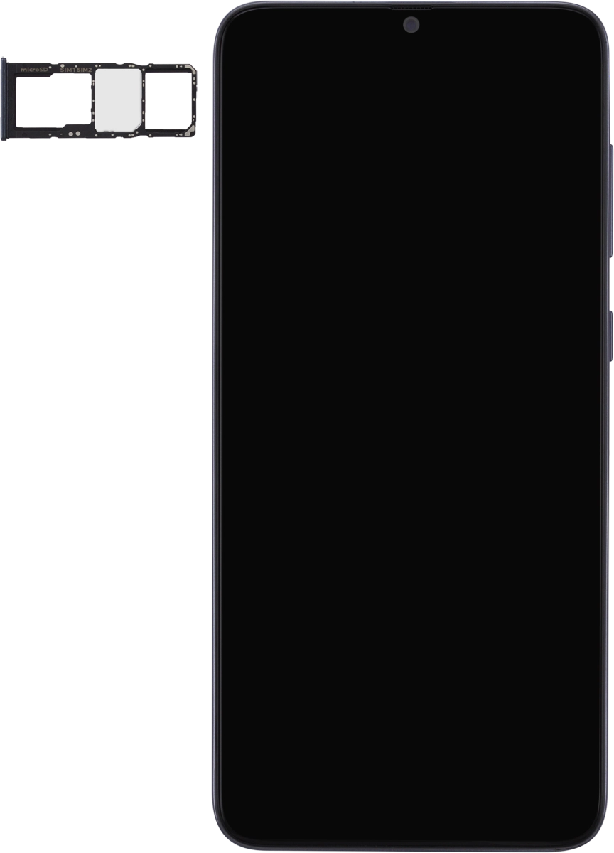 Gira la tarjeta SIM de modo que la esquina biselada de la tarjeta coincida con la esquina biselada del segundo contenedor. A continuación insértala en el contenedor.