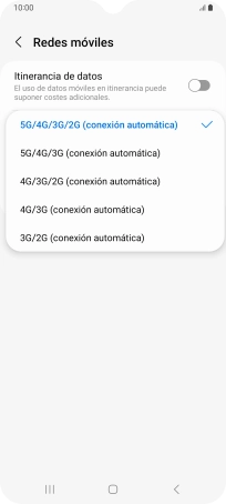 Pulsa el tipo de red deseado.