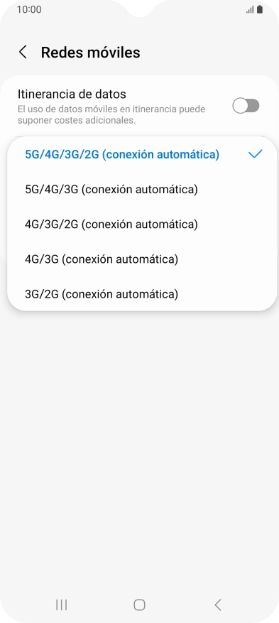 Pulsa el tipo de red deseado.