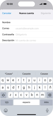 Pulsa Correo e introduce tu dirección de correo electrónico.