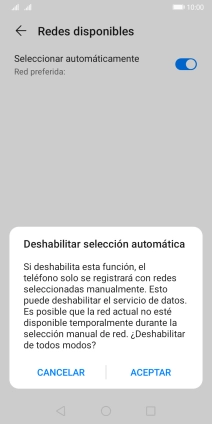 Pulsa ACEPTAR y espera mientras el teléfono está buscando redes.