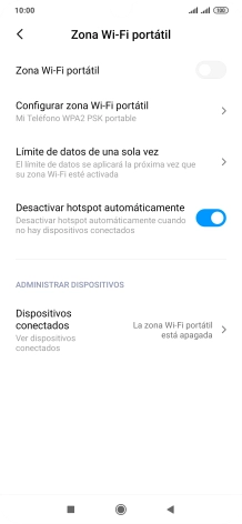 Pulsa Configurar zona Wi-Fi portátil.