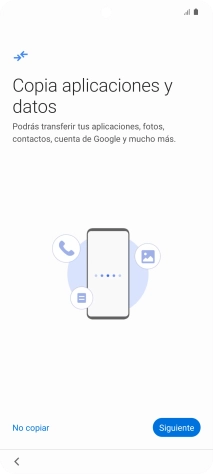 Puedes transferir el contenido de otro teléfono cuando activas tu teléfono por primera vez y cuando lo has restablecido. Cuando aparezca en la pantalla del teléfono esta imagen, ya está listo para la transmisión del contenido del otro teléfono.