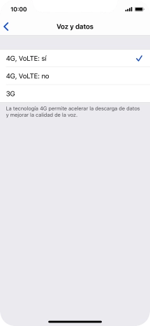 Si deseas utilizar una red 4G para hacer llamadas de voz y utilizar datos móviles, pulsa 4G, VoLTE: sí.