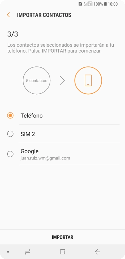 Pulsa IMPORTAR.