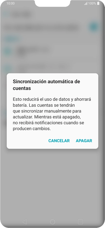 Si desactivas la función, pulsa APAGAR.
