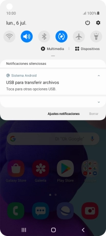 Pulsa Toca para otras opciones USB..