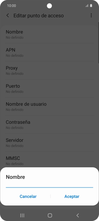 Introduce Vodafone Internet y pulsa Aceptar.