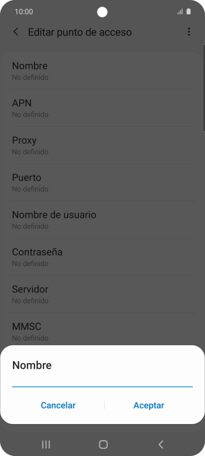 Introduce Vodafone Internet y pulsa Aceptar.