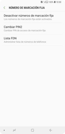 Pulsa Desactivar números de marcación fija.