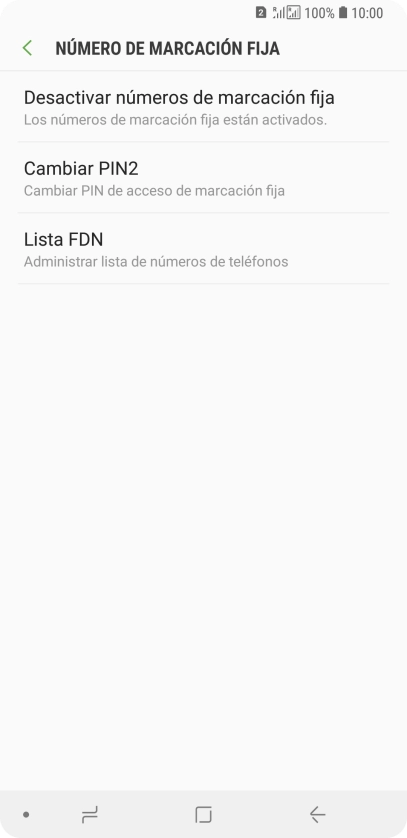Pulsa Desactivar números de marcación fija.