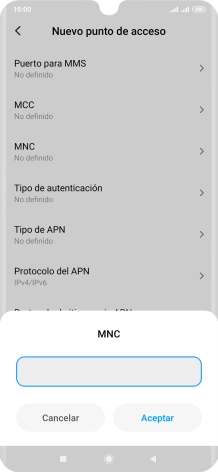 Introduce 01 y pulsa Aceptar.