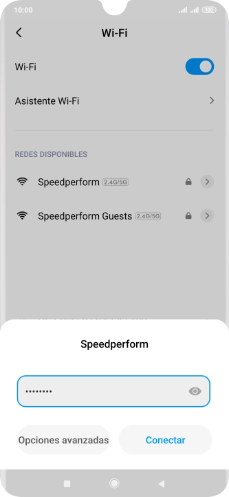 Introduce la contraseña de la red wifi y pulsa Conectar.