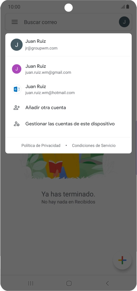 Pulsa la cuenta de correo electrónico deseada.