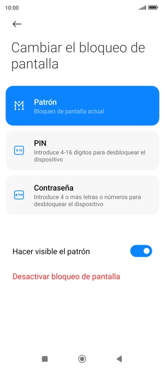 Pulsa Desactivar bloqueo de pantalla e introduce el código de seguridad extra que has creado anteriormente.