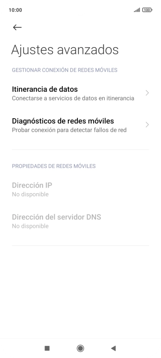 Pulsa Itinerancia de datos.
