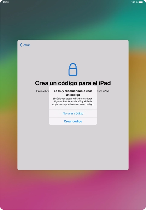 Si desactivas la función, pulsa No usar código.