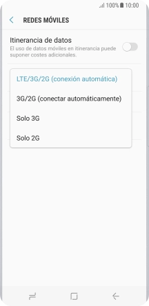 Pulsa el tipo de red deseado.