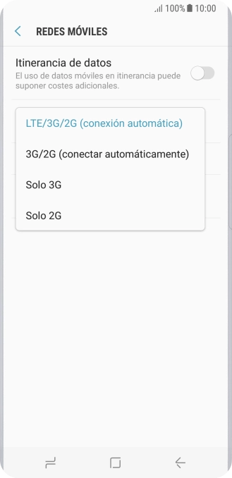 Pulsa el tipo de red deseado.