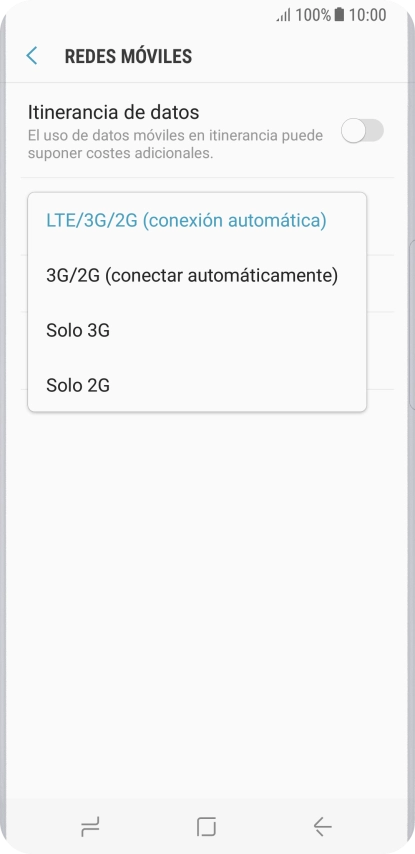Pulsa el tipo de red deseado.
