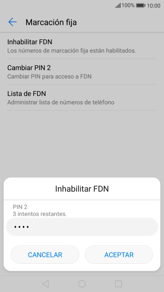 Introduce el código PIN2 y pulsa ACEPTAR.