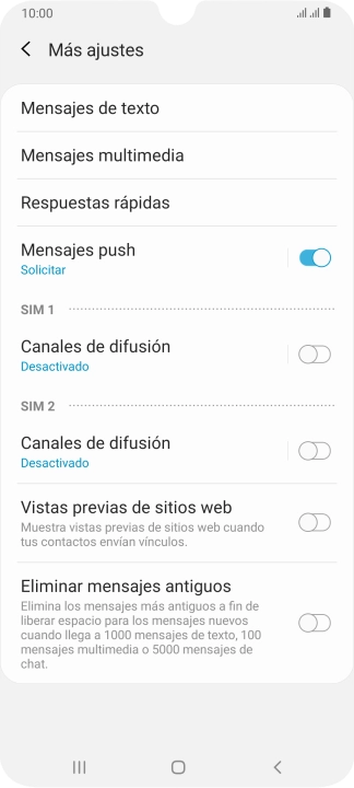 Pulsa Mensajes de texto.