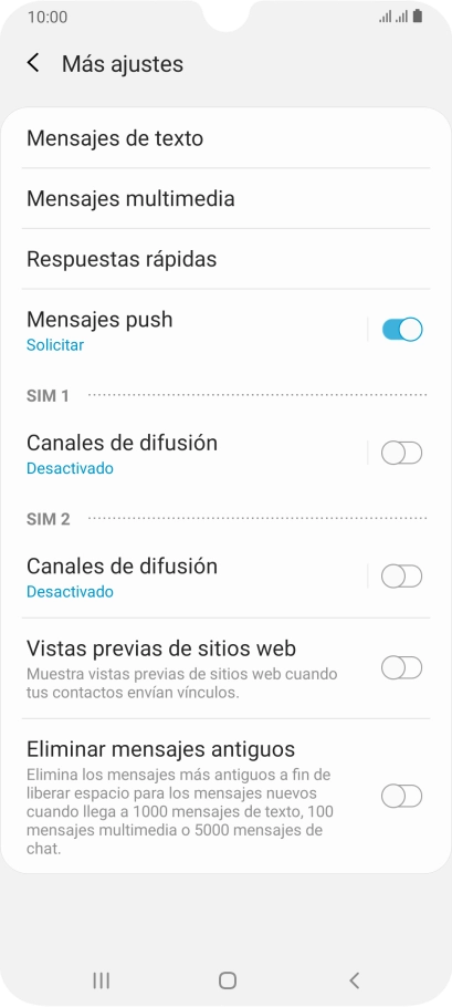 Pulsa Mensajes de texto.