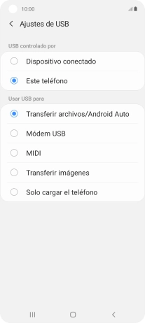 Pulsa Transferir archivos/Android Auto.