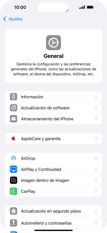 Pulsa Actualización en segundo plano.