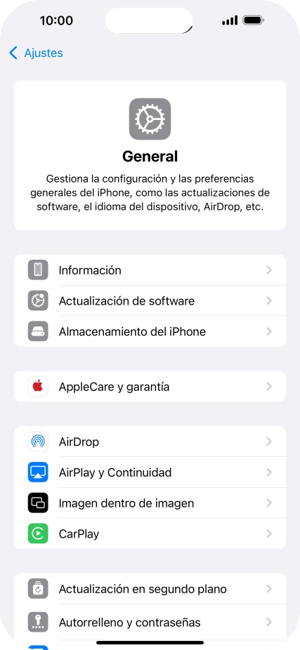 Pulsa Actualización en segundo plano.