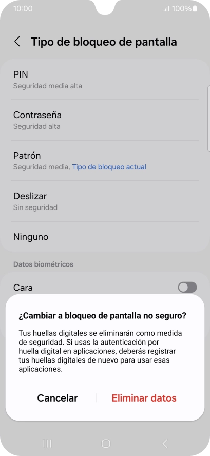 Pulsa Eliminar datos.