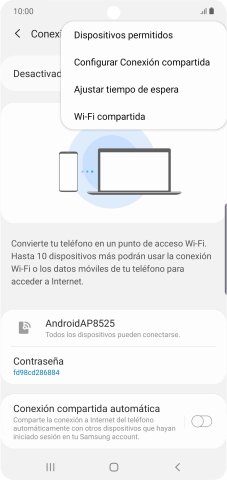 Pulsa Configurar Conexión compartida.