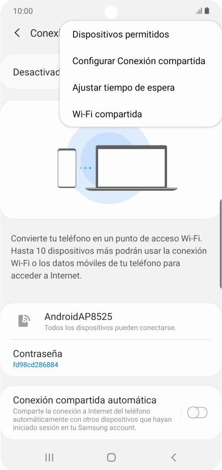 Pulsa Configurar Conexión compartida.