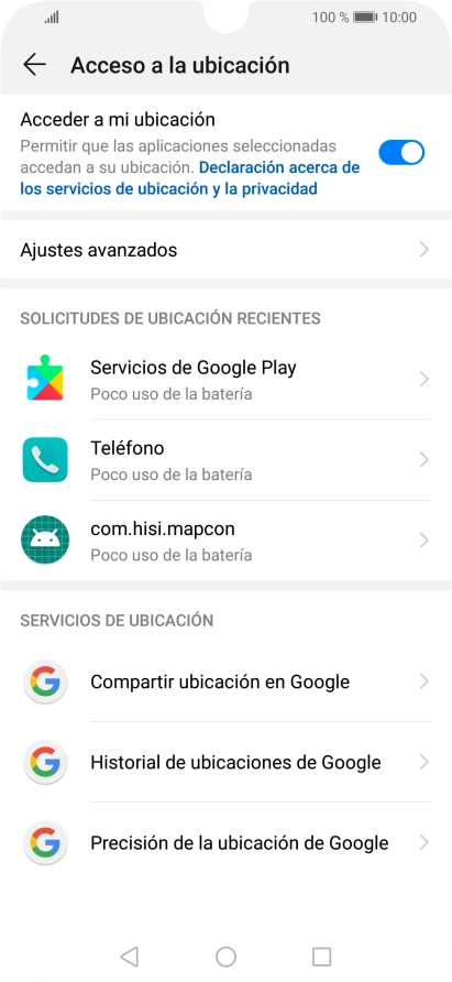 Pulsa Precisión de la ubicación de Google.