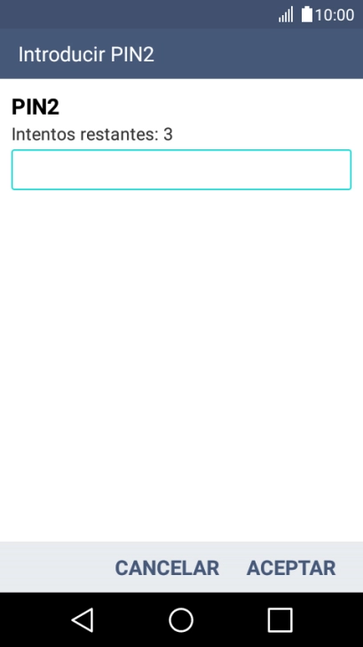 Introduce el código PIN2 y pulsa ACEPTAR.