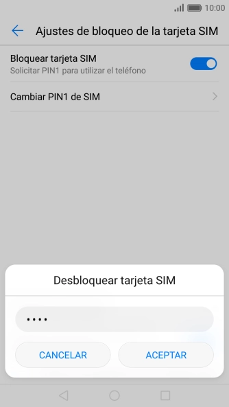 Introduce tu código PIN y pulsa ACEPTAR.